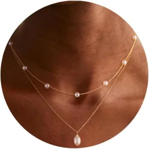 Boho Beaded Necklace for Women, Y2K Natural Pearl Beaded Necklaces Choker Summer Benchy Necklace Natural Bead Necklaces for Teen Girls Handmade Boho Jewelry Birthday Gift