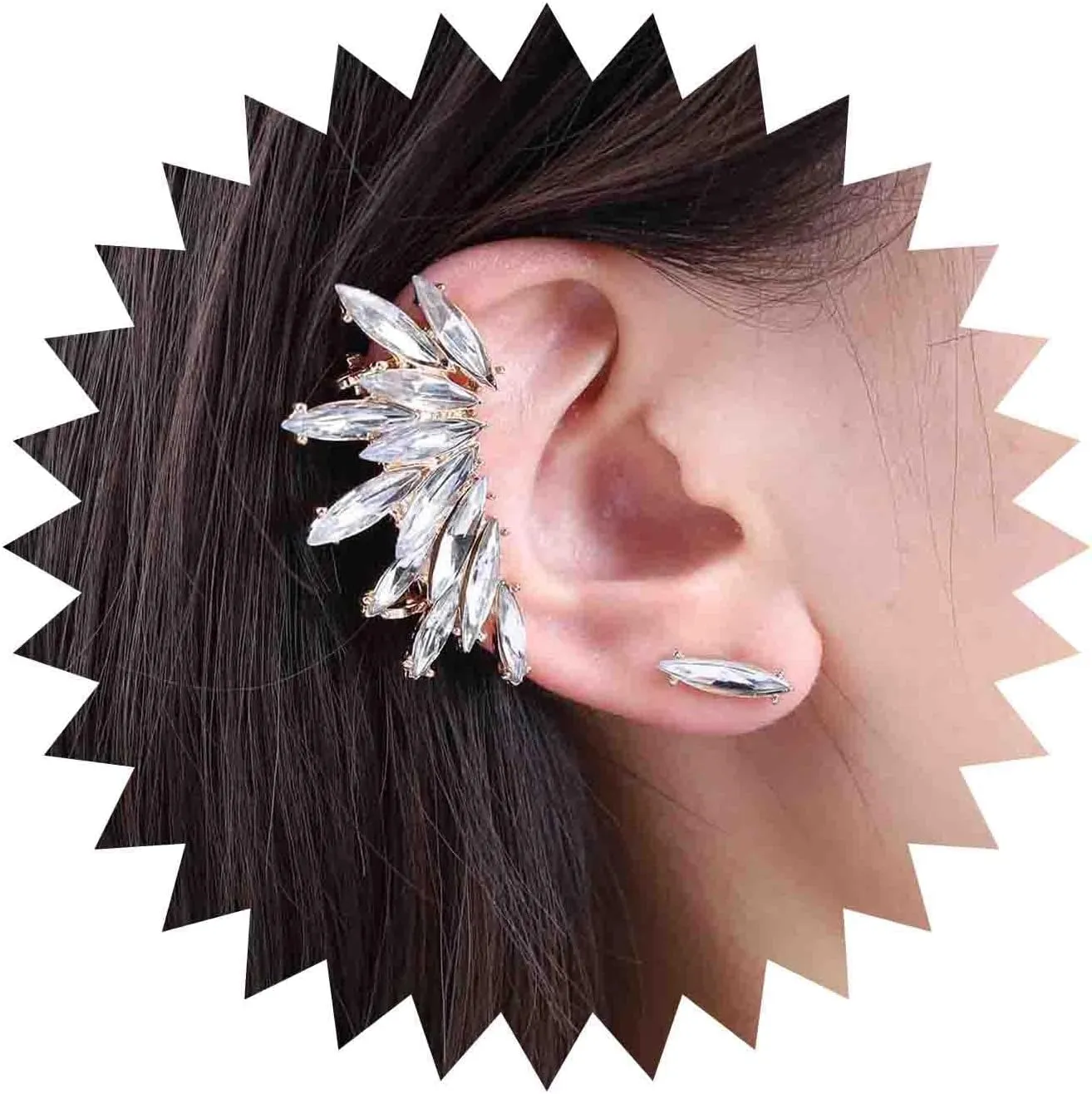 Boho Crystal Ear Cuff Earrings Rhinestone Ear Climber Earrings Cz Ear Wrap Earrings Crystal Ear Crawler Earrings Gold Cz Stud Earrings Jewelry for Women