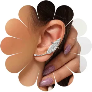 Boho Crystal Leaf Climber Earrings Gold Cz Leaf Ear Crawler Earrings Vintage Leaf Ear Clip Earrings Earrings Rhinestone Leaf Stud Earrings Jewelry for Women