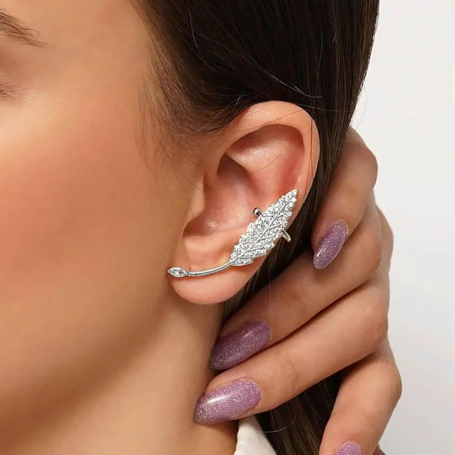 Boho Crystal Leaf Climber Earrings Gold Cz Leaf Ear Crawler Earrings Vintage Leaf Ear Clip Earrings Earrings Rhinestone Leaf Stud Earrings Jewelry for Women