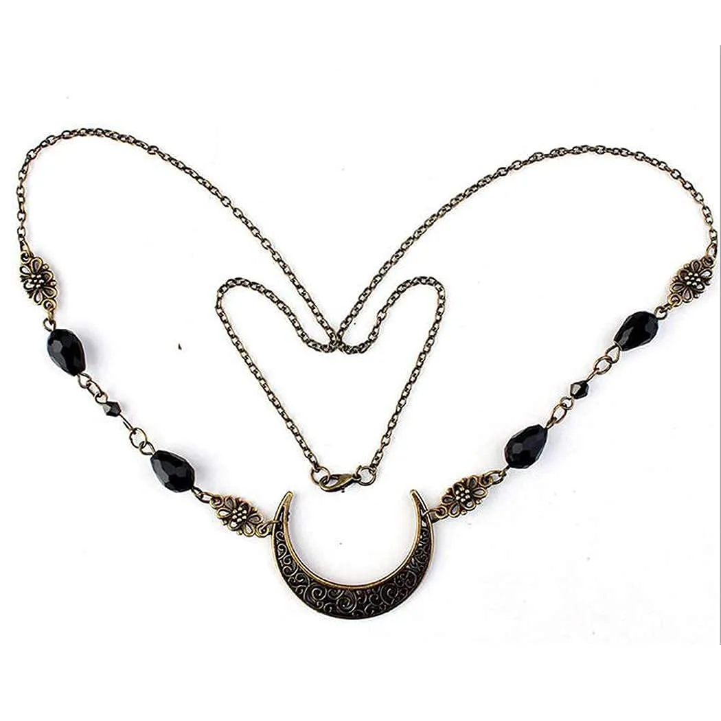 Boho Head Chain Crescent Head Jewelry Rhinestone Headpiece Moon Hair Chain Wedding Festival Hair Accessories for Women and Girls