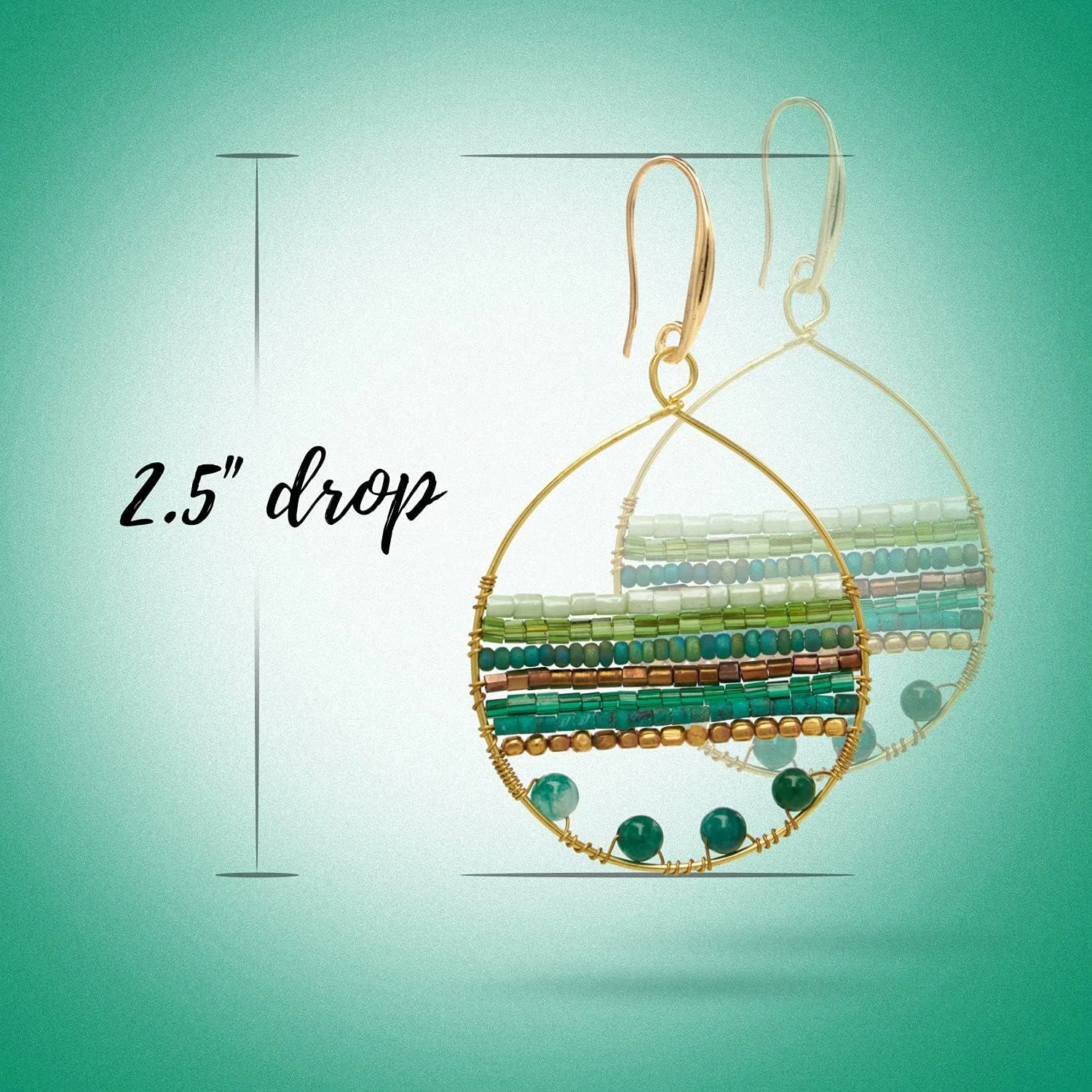 Boho Teardrop Multicolor Earrings Silver and Gold Plated with Colorful Varieties - Handmade Bohemian Turquoise Jewelry for Women and Beach Earrings For Women Vacation