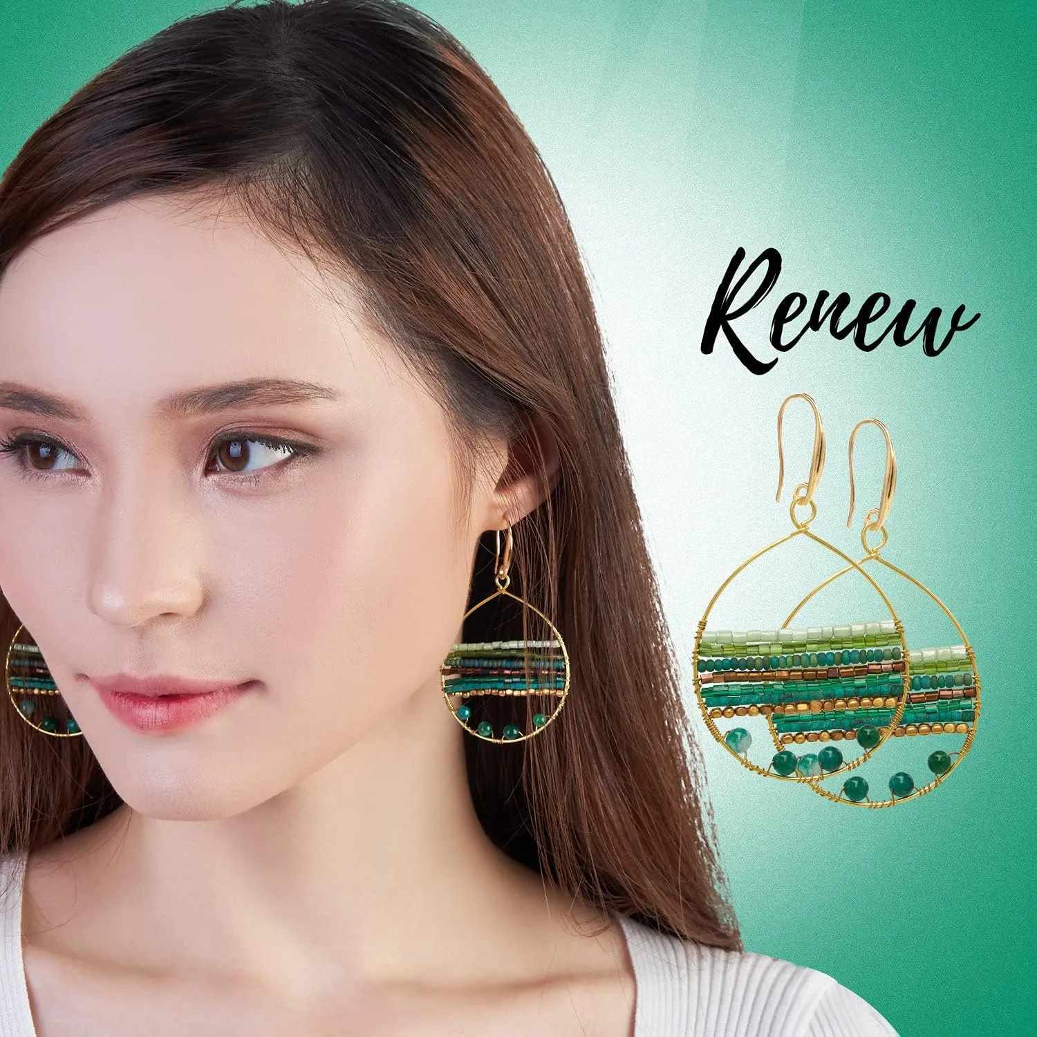 Boho Teardrop Multicolor Earrings Silver and Gold Plated with Colorful Varieties - Handmade Bohemian Turquoise Jewelry for Women and Beach Earrings For Women Vacation