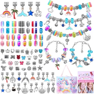 Bracelet Making Kit, 85PCs Charm Bracelets Kit with Beads, Jewelry Charms, Bracelets for DIY Craft, Jewelry Gift