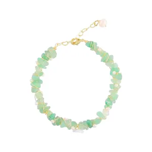 Bracelets for Women, Jade & Pearls and Shell Flower, Women Bracelets, 14K Gold Filled bracelets for women Jewelry Chain for Women Lover, Lucky Gift for Wedding (14K Gold Filled)
