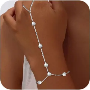 Bracelets for Women,14K Gold/Silver Plated Dainty Hand Chain Bracelets Trendy Ring Chain Bracelet Charm Gold Cuff Bangle Stackable Bracelets Fashion Body Jewelry Adjustable Waterproof Gifts for Her