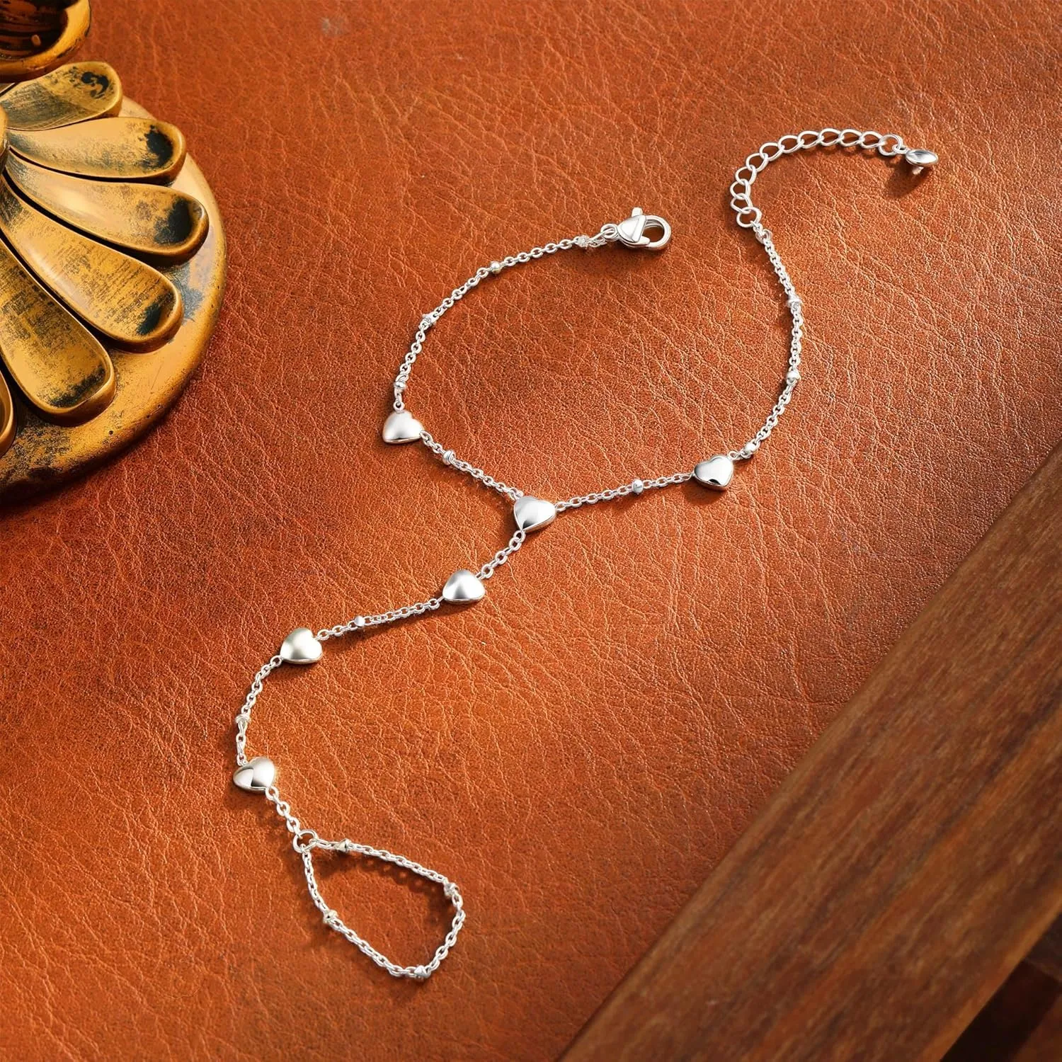 Bracelets for Women,14K Gold/Silver Plated Dainty Hand Chain Bracelets Trendy Ring Chain Bracelet Charm Gold Cuff Bangle Stackable Bracelets Fashion Body Jewelry Adjustable Waterproof Gifts for Her