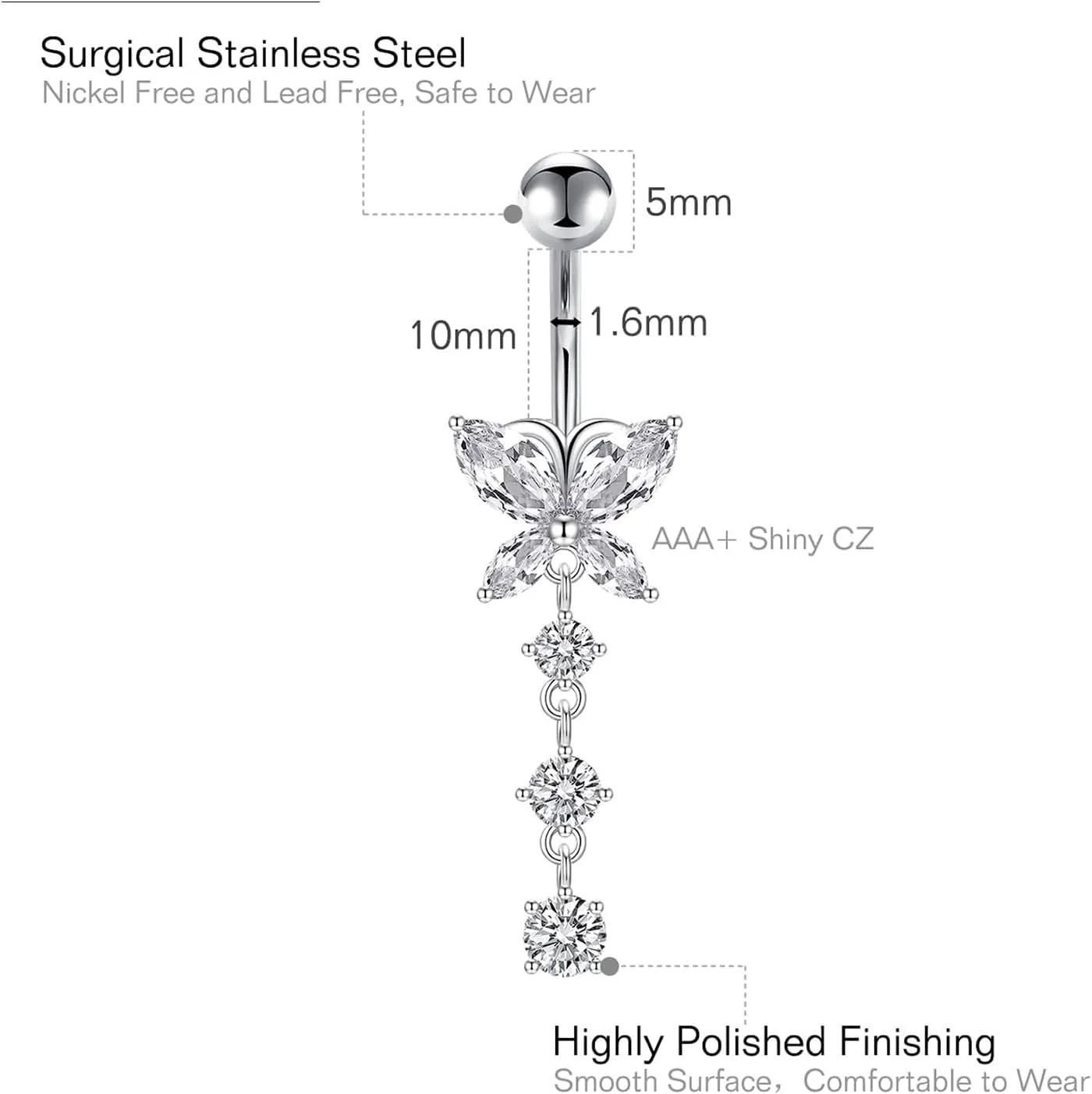 Briana Williams Belly Button Ring Belly Rings Belly Button Piercing Gold Belly Button Ring for Women Clicker Belly Ring Belly Piercing Stainless Steel 14g 10mm Blley Navel Rings Piercing Jewelry
