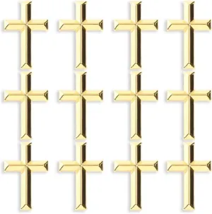 Bright Creations Gold Cross Lapel Pins, Enamel Pin Set (1 inch) - Pack of 12