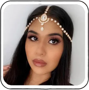 Brishow Crystal Head Chain Jewelry Gold Rhinestone Hair Chain Boho Bridal Headpiece for Women