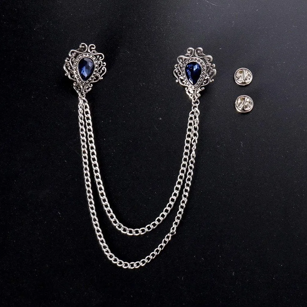 Brooches Pin for Men Shirts Collar Chain Brooch Pin Lapel Stick