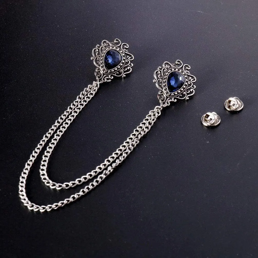 Brooches Pin for Men Shirts Collar Chain Brooch Pin Lapel Stick