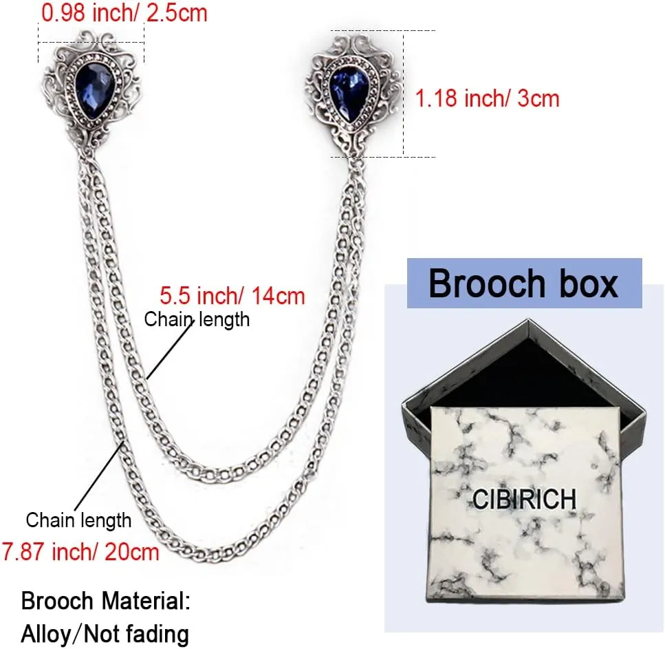 Brooches Pin for Men Shirts Collar Chain Brooch Pin Lapel Stick