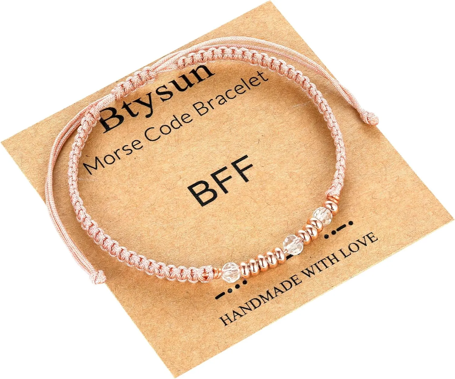 Btysun Morse Code Bracelets for Women Christmas Gift Stocking Stuffers for Teens Pink Braided Bracelets Inspirational Best Friend Birthday Gifts for Her High School Graduation Gifts for Her 2025 Mom Bracelet Jewelry