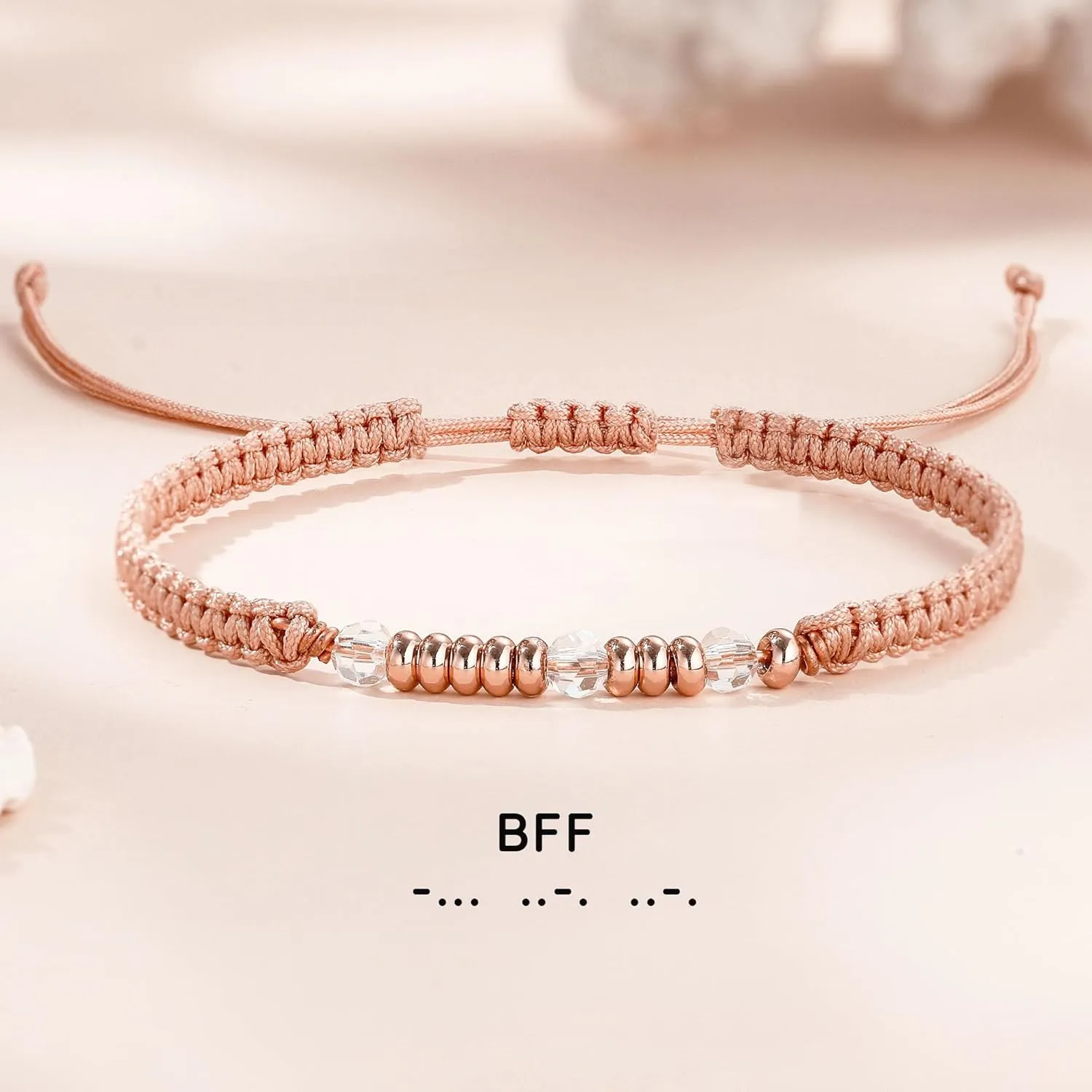 Btysun Morse Code Bracelets for Women Christmas Gift Stocking Stuffers for Teens Pink Braided Bracelets Inspirational Best Friend Birthday Gifts for Her High School Graduation Gifts for Her 2025 Mom Bracelet Jewelry