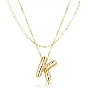 Bubble Letter Necklace Gold Balloon Initial Necklace for Women Mother's Day Gift Ideas Name Letter Alphabet Pendant Layered Choker Necklaces for Teen Girls Jewerlry Gift for Her Wife Friend