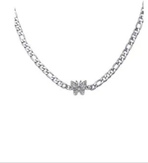 Butterfly Necklace Rhinestone Butterfly Pendant Necklace Layered Chain Necklace Crystal Butterfly Choker Jewelry Butterfly Gifts for Women