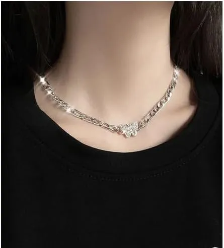 Butterfly Necklace Rhinestone Butterfly Pendant Necklace Layered Chain Necklace Crystal Butterfly Choker Jewelry Butterfly Gifts for Women