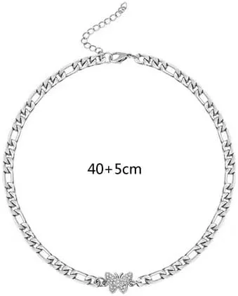 Butterfly Necklace Rhinestone Butterfly Pendant Necklace Layered Chain Necklace Crystal Butterfly Choker Jewelry Butterfly Gifts for Women