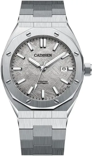 CADISEN Men's Automatic Mechanical Watches Full Stainless Steel Synthetic Sapphire 100m Waterproof Casual Business Sports Wrist Watch