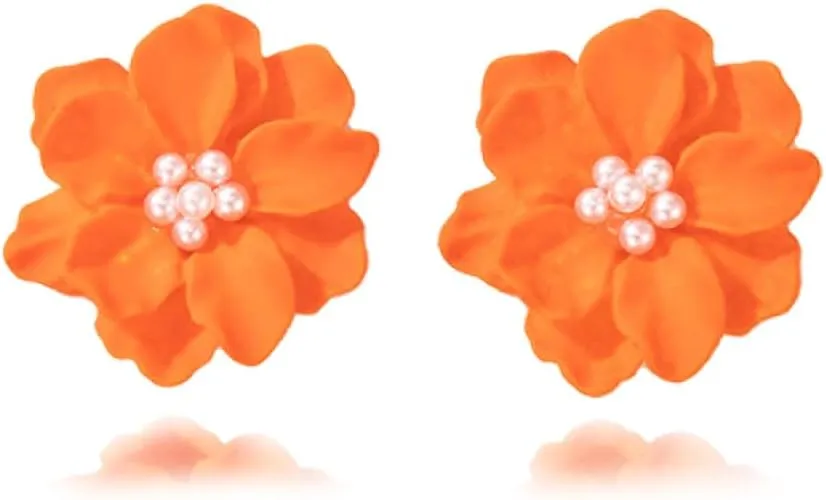Camellia Pearl Stud Earrings for Women White Pearl Flower Earrings Preppy Earrings Hypoallergenic Boho Summer Holiday Beach Earrings