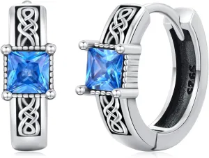 Celtic Earrings S925 Sterling Silver Hoop Huggie Zircon Celtic Knot Earring Celtic Jewelry Gifts for Men Women Friend