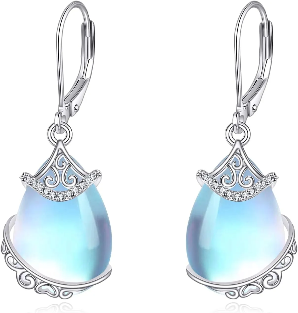 Celtic Moonstone Earrings for Women 925 Sterling Silver Celtic Knot Dangle Earrings Leverback Earrings Celtic Jewelry Gifts for Women