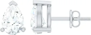 Certified 4X6 mm Pear Lab Grown Diamond Stud Earrings, Ef-Vs Quality, Diamond Solitaire Earrings in Silver - Ready To Gift