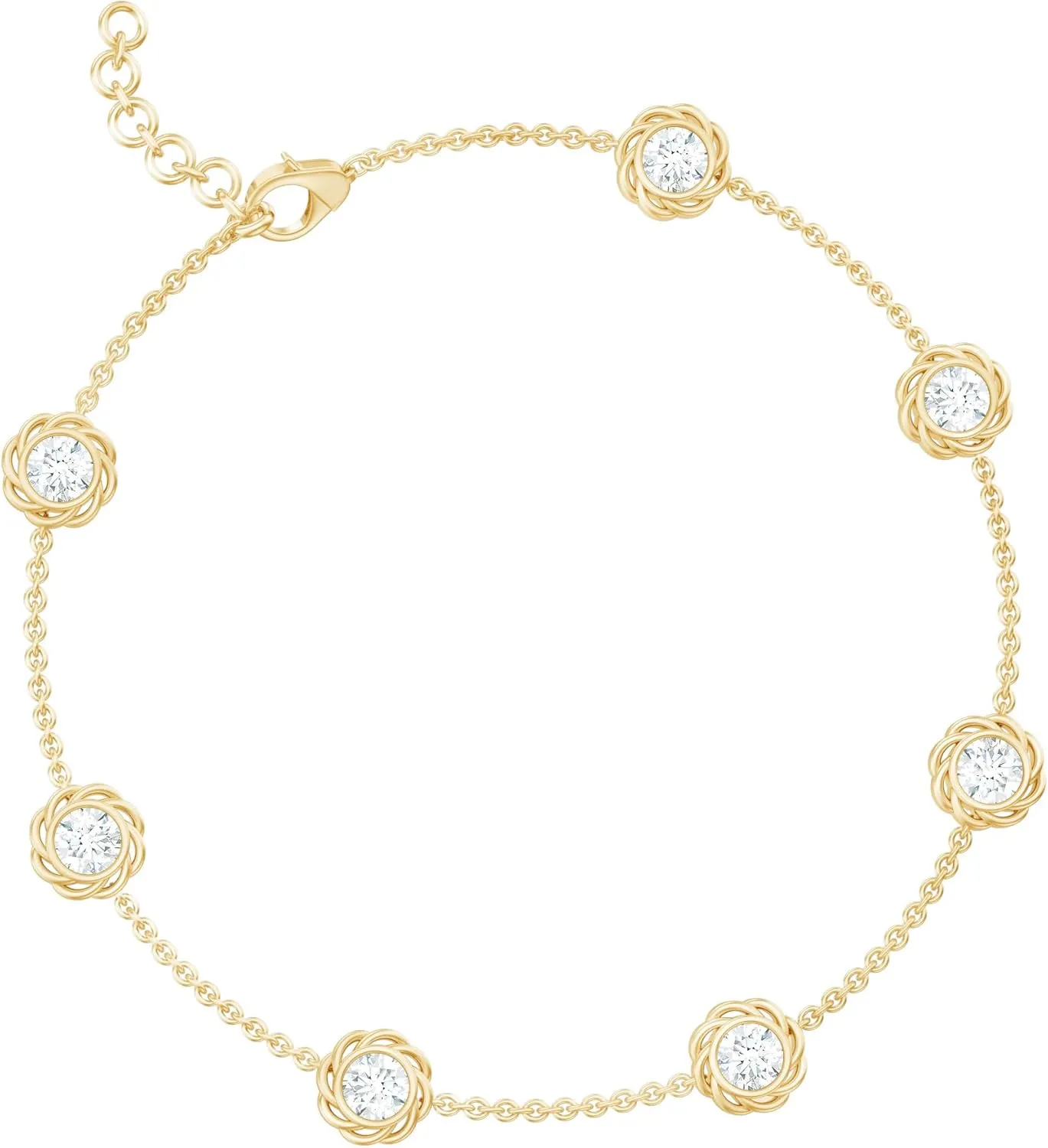Certified Lab Grown Diamond Chain Bracelet, Ef-Vs Quality, Bezel Set Diamond Stackable Bracelet - Ready To Gift