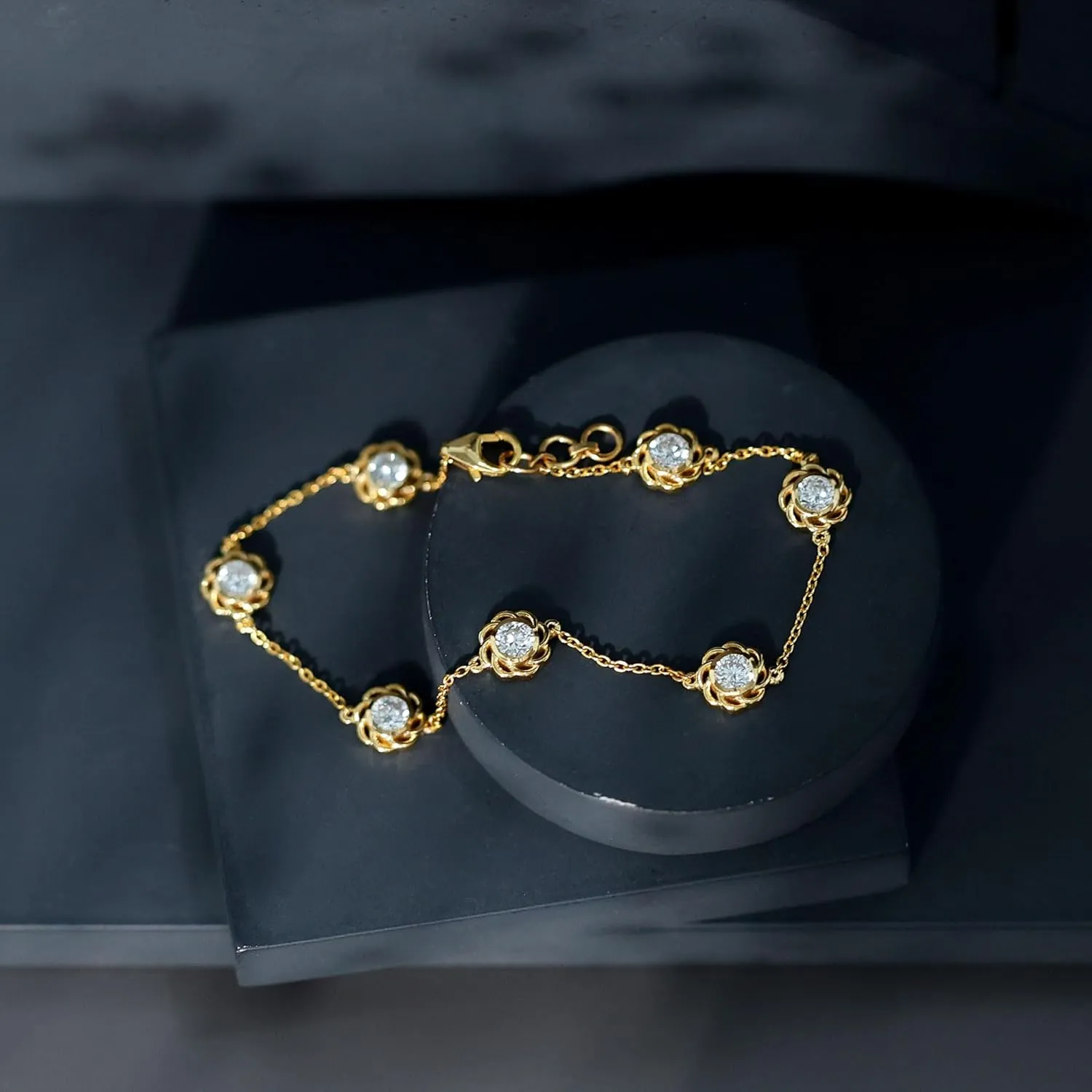 Certified Lab Grown Diamond Chain Bracelet, Ef-Vs Quality, Bezel Set Diamond Stackable Bracelet - Ready To Gift