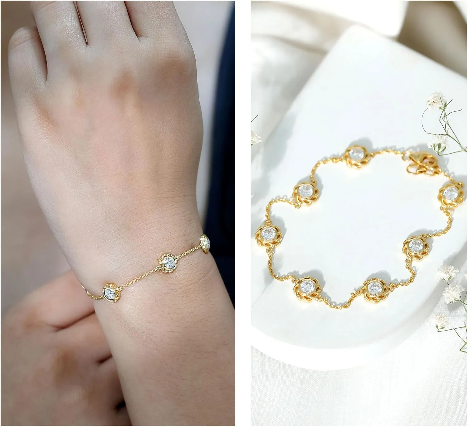 Certified Lab Grown Diamond Chain Bracelet, Ef-Vs Quality, Bezel Set Diamond Stackable Bracelet - Ready To Gift