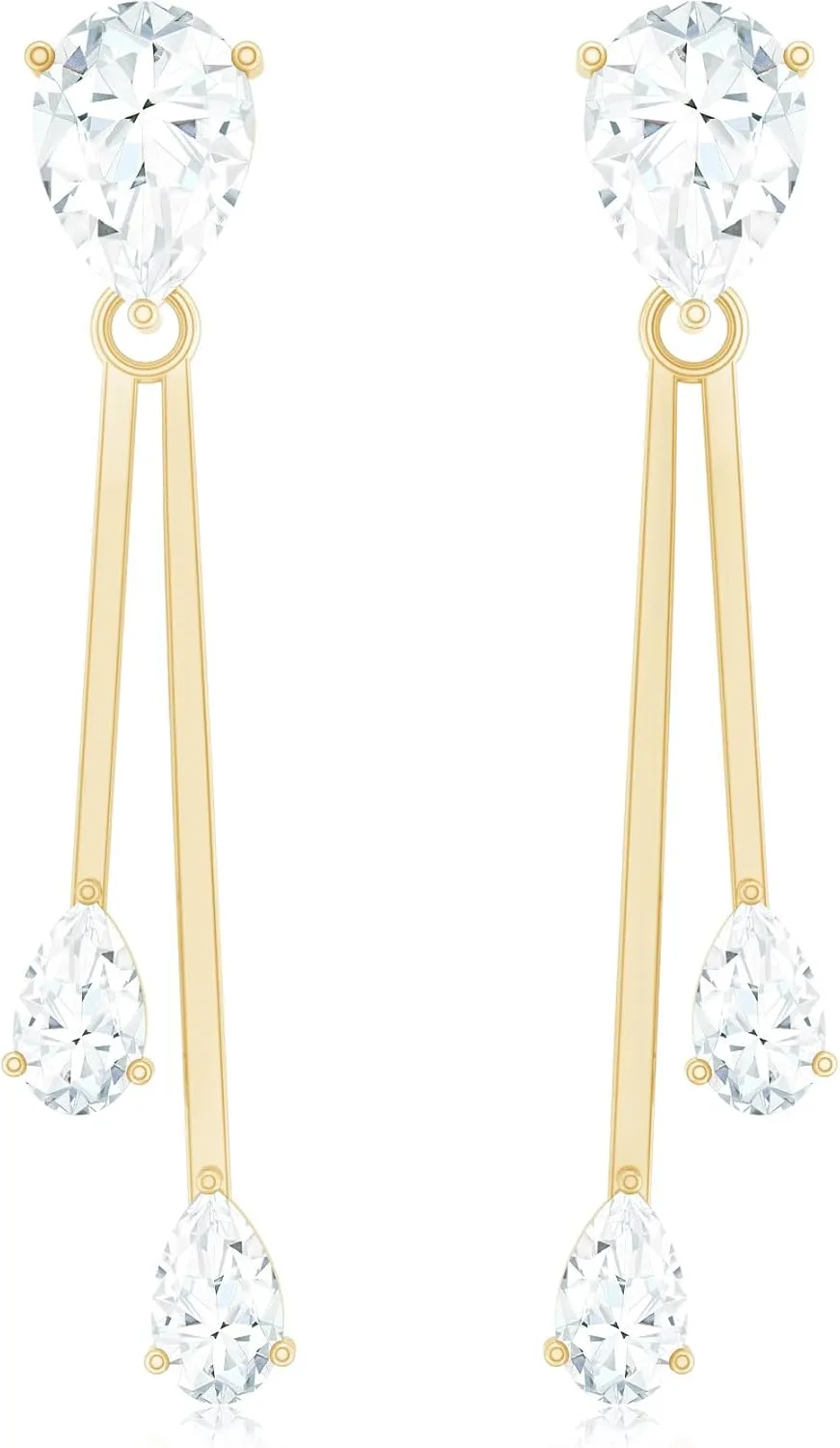 Certified Lab Grown Diamond Dangle Earrings, Ef-Vs Quality, Pear Diamond Wedding Earrings For Bride - With Jewelry Box
