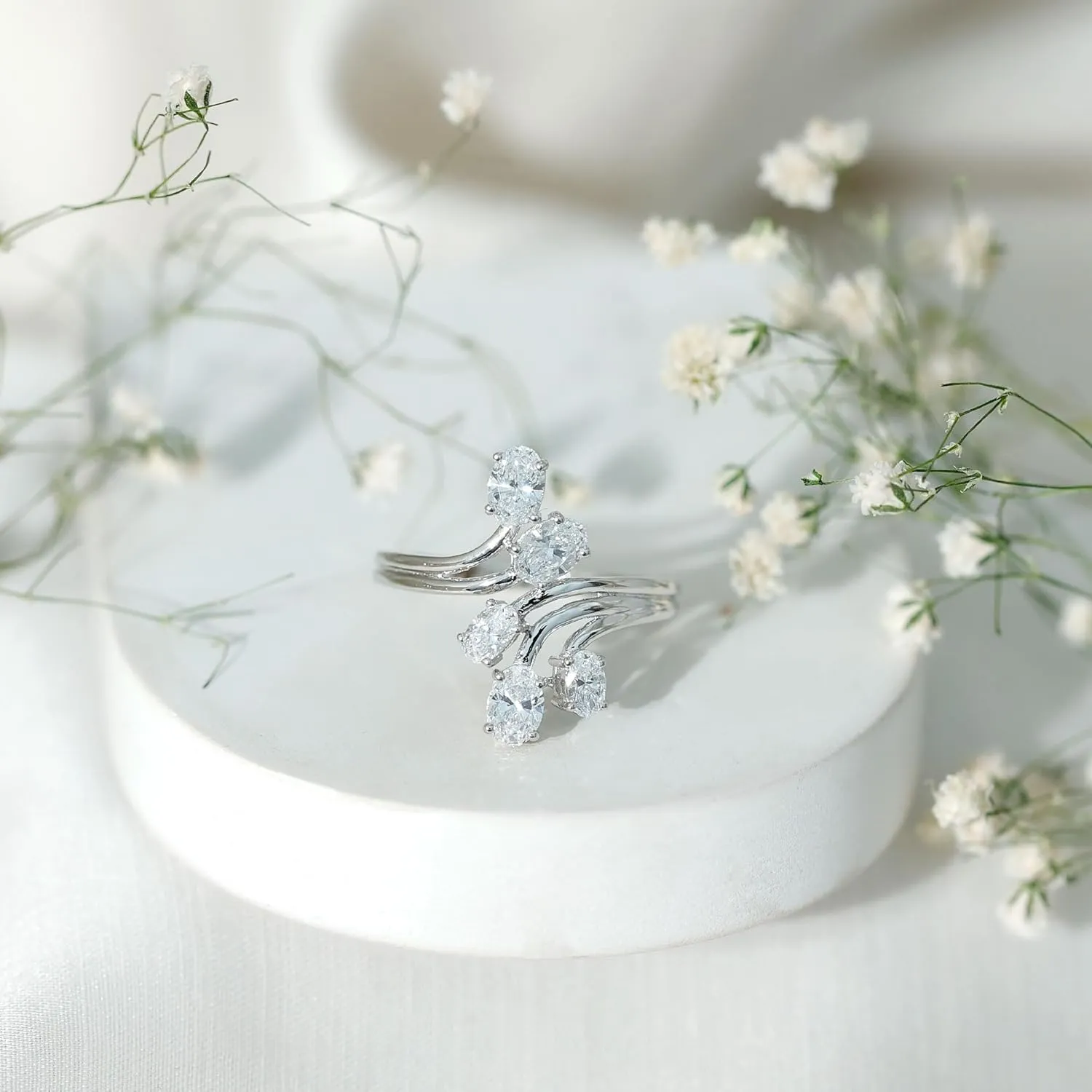 Certified Lab Grown Diamond Designer Engagement Ring, Ef-Vs Quality, Diamond Cocktail Ring - Ready To Gift