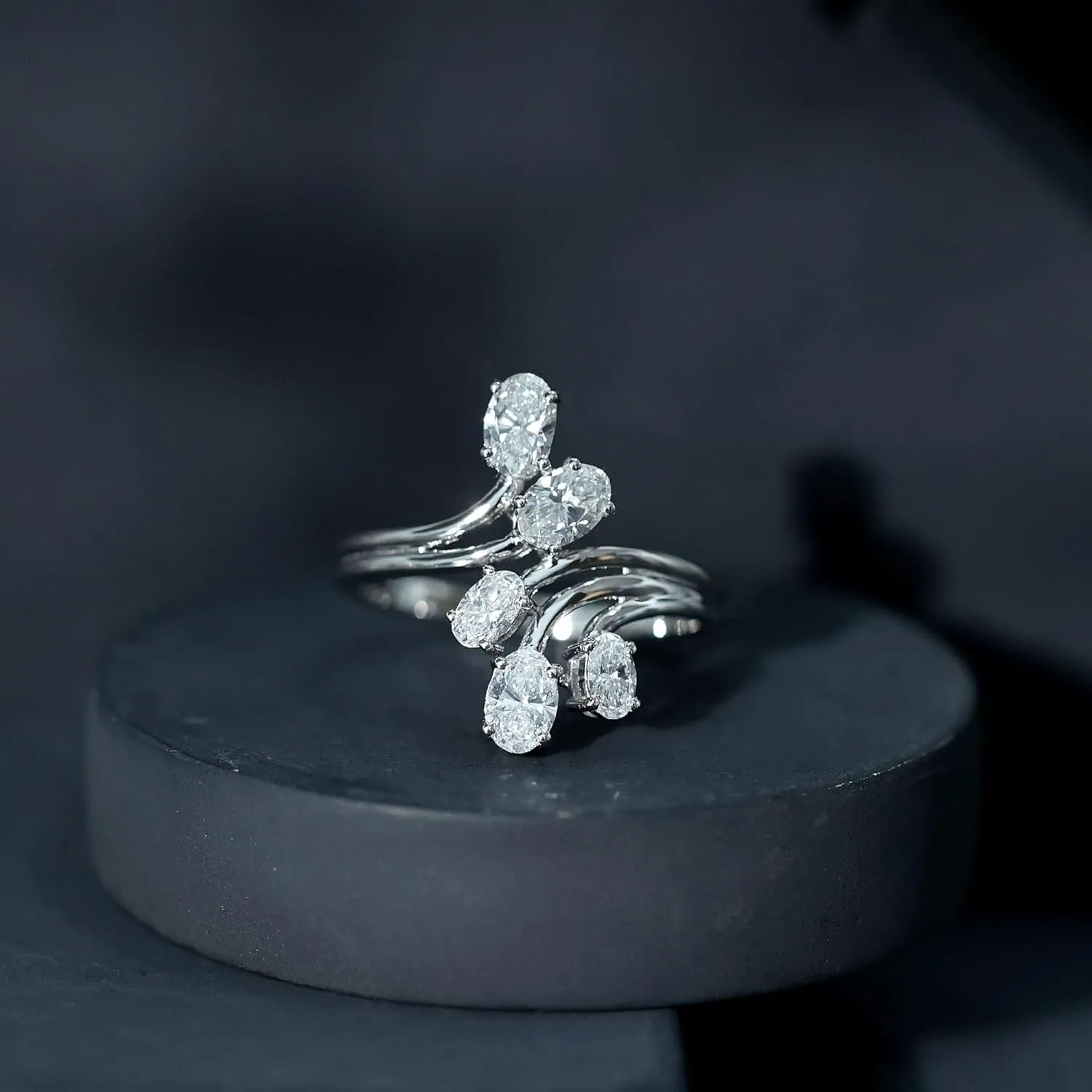 Certified Lab Grown Diamond Designer Engagement Ring, Ef-Vs Quality, Diamond Cocktail Ring - Ready To Gift