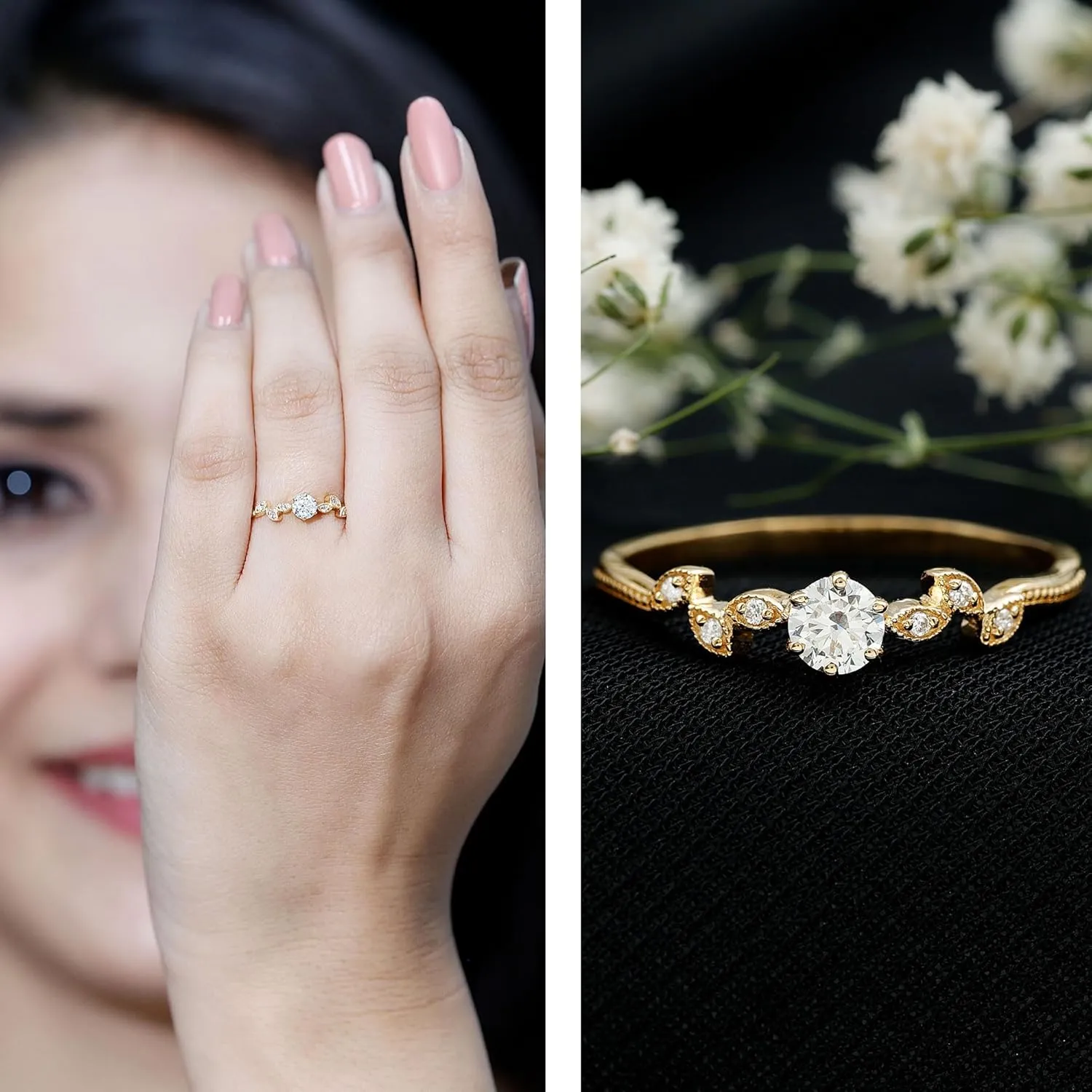 Certified Lab Grown Diamond Promise Ring, Ef-Vs Quality, Diamond Minimalistic Ring For Women - With Jewelry Box