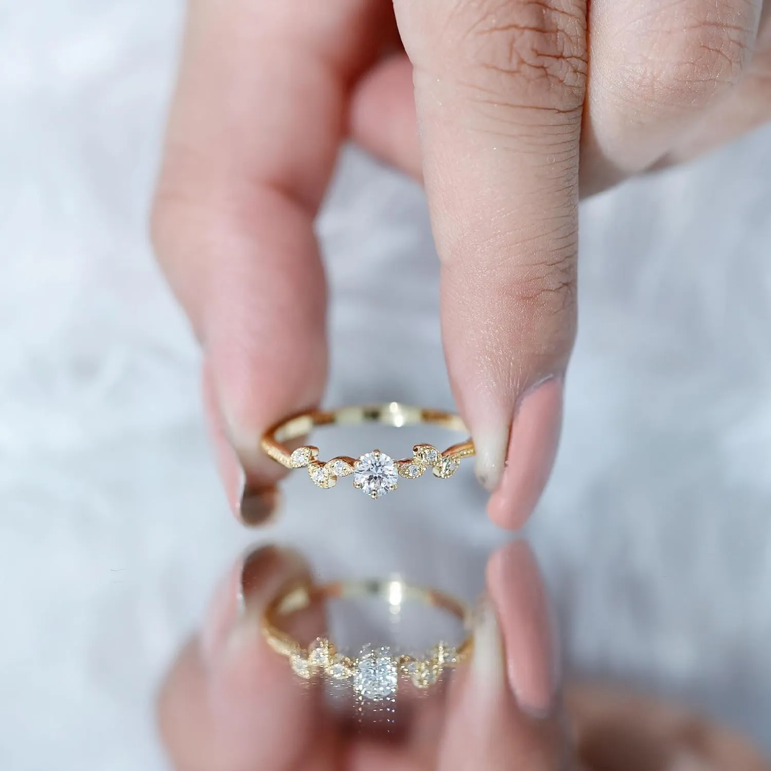 Certified Lab Grown Diamond Promise Ring, Ef-Vs Quality, Diamond Minimalistic Ring For Women - With Jewelry Box