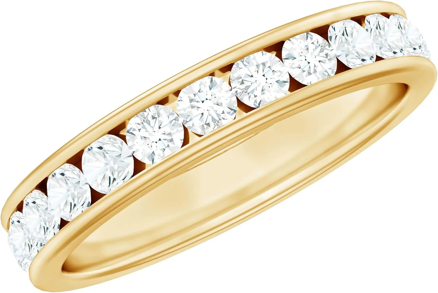 Certified Lab Grown Diamond Wedding Band, Ef-Vs Quality, Channel Set Diamond Full Eternity Ring - Ready To Gift