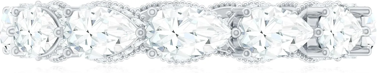 Certified Lab Grown Diamond Wedding Band, Ef-Vs Quality, Pear Shape Diamond Eternity Ring (Ideal For Gift)