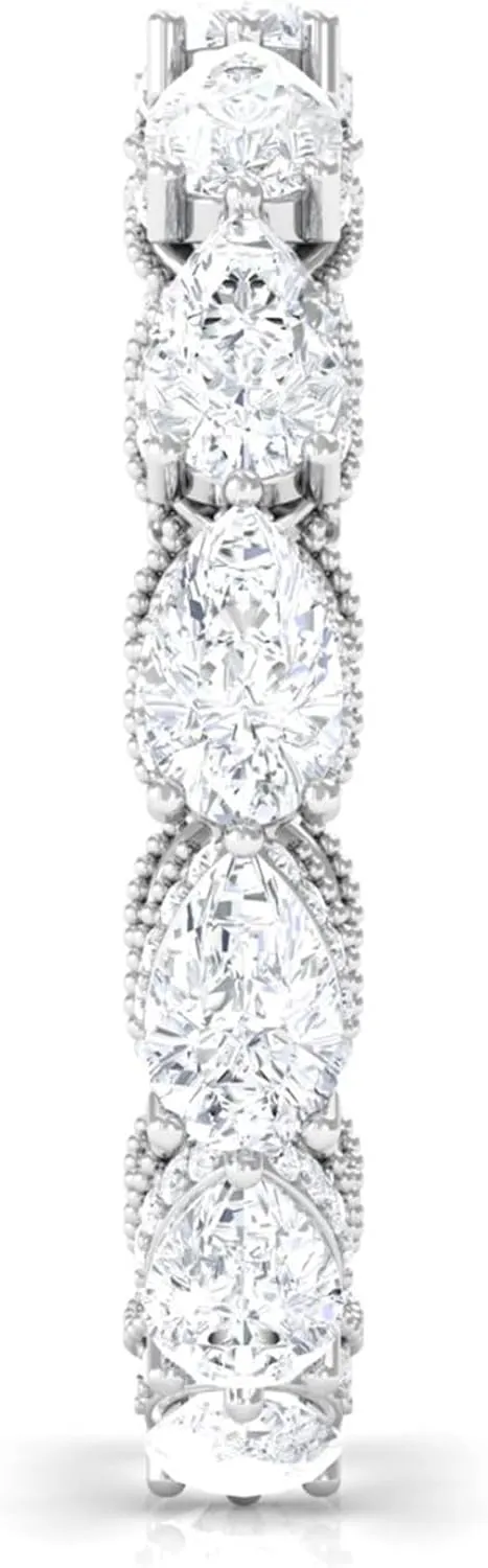 Certified Lab Grown Diamond Wedding Band, Ef-Vs Quality, Pear Shape Diamond Eternity Ring (Ideal For Gift)
