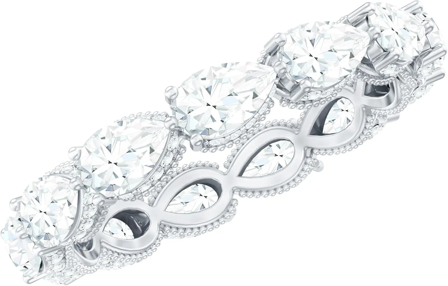 Certified Lab Grown Diamond Wedding Band, Ef-Vs Quality, Pear Shape Diamond Eternity Ring (Ideal For Gift)