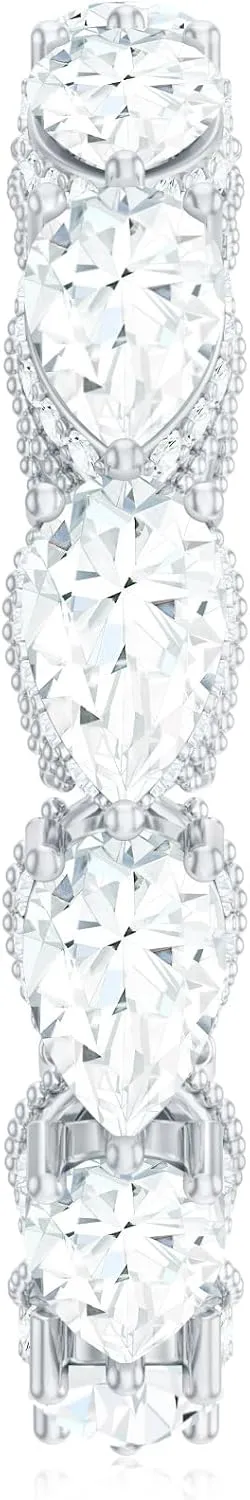 Certified Lab Grown Diamond Wedding Band, Ef-Vs Quality, Pear Shape Diamond Eternity Ring (Ideal For Gift)