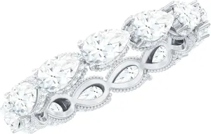 Certified Lab Grown Diamond Wedding Band, Ef-Vs Quality, Pear Shape Diamond Eternity Ring (Ideal For Gift)
