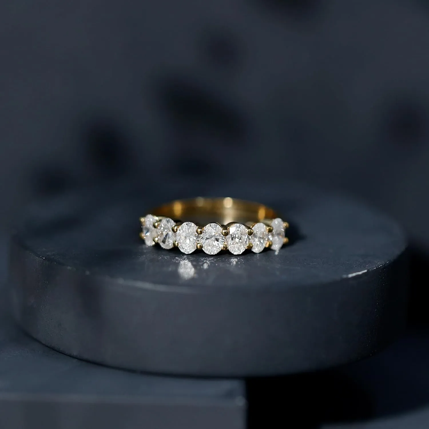 Certified Lab Grown Diamond Wedding Eternity Band, Ef-Vs Quality, Oval Diamond Anniversary Ring - Ready To Gift
