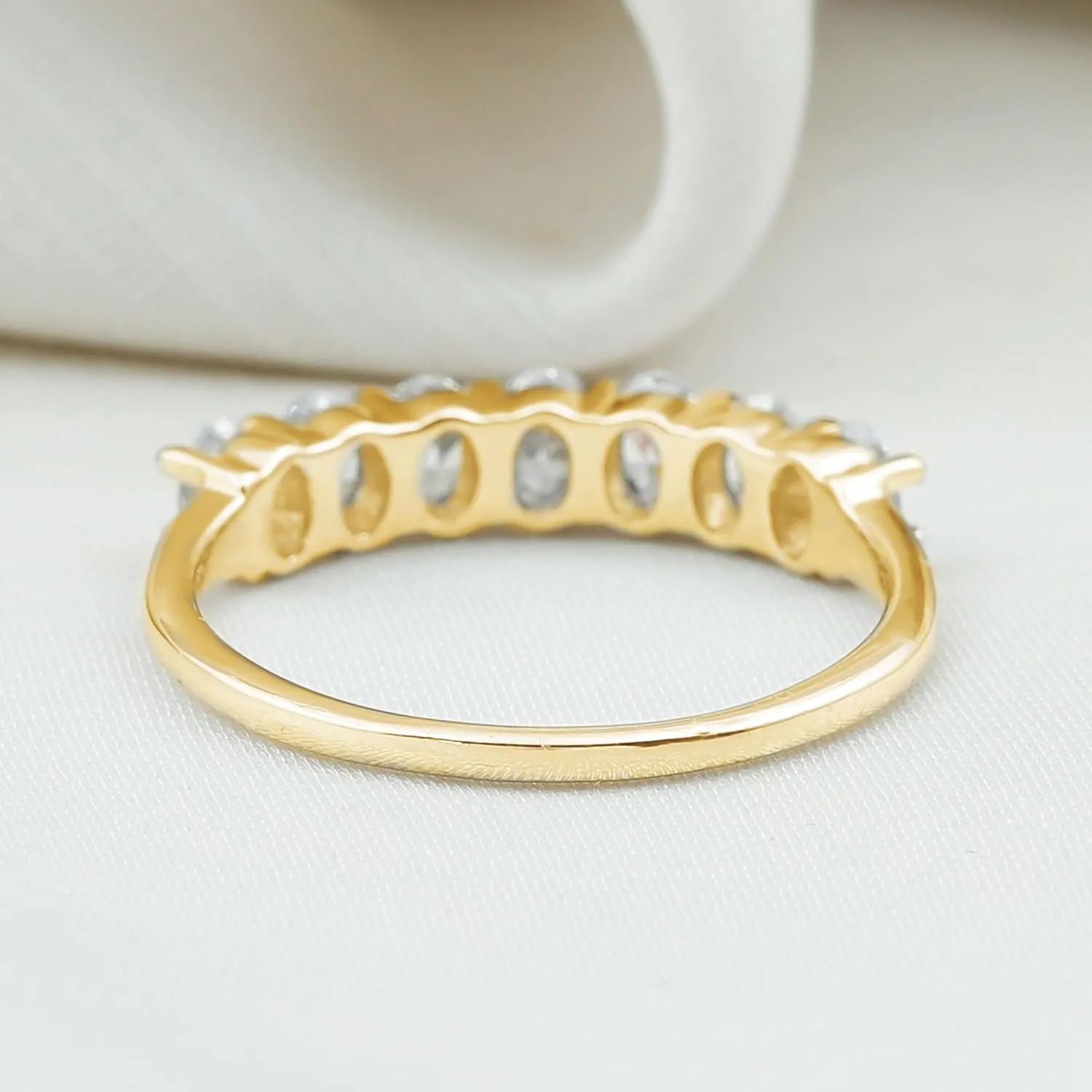 Certified Lab Grown Diamond Wedding Eternity Band, Ef-Vs Quality, Oval Diamond Anniversary Ring - Ready To Gift