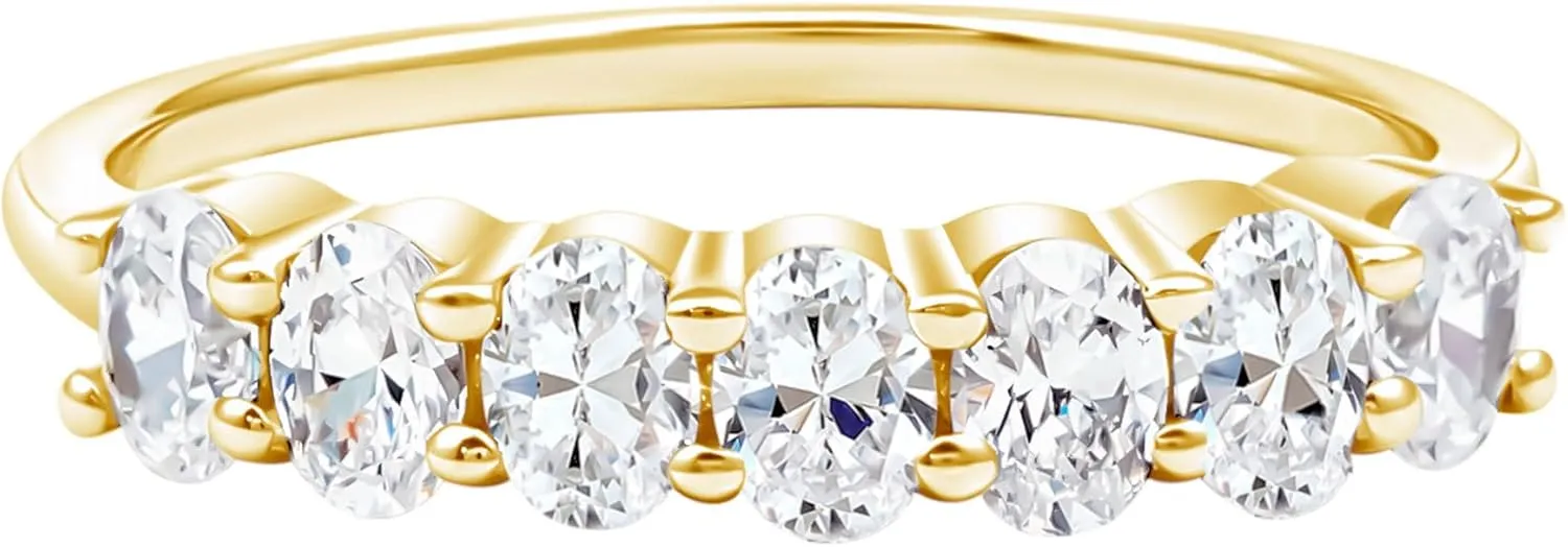 Certified Lab Grown Diamond Wedding Eternity Band, Ef-Vs Quality, Oval Diamond Anniversary Ring - Ready To Gift