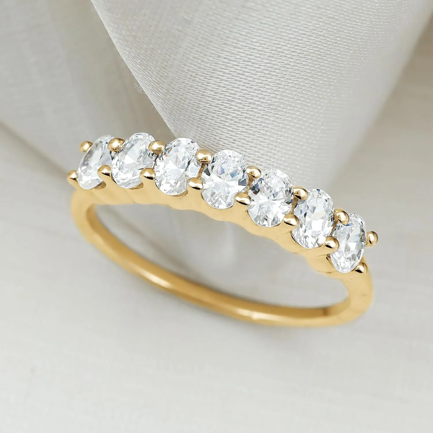Certified Lab Grown Diamond Wedding Eternity Band, Ef-Vs Quality, Oval Diamond Anniversary Ring - Ready To Gift