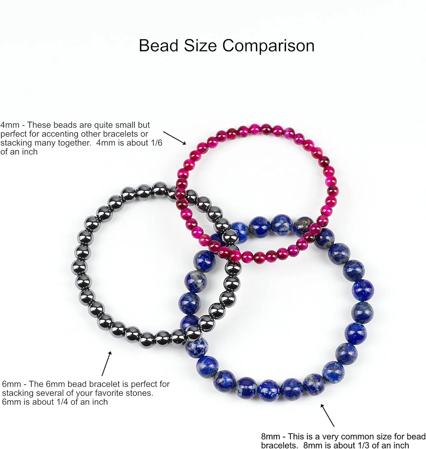 Cherry Tree Collection Gemstone Beaded Stretch Bracelet 8mm Round Beads 7"