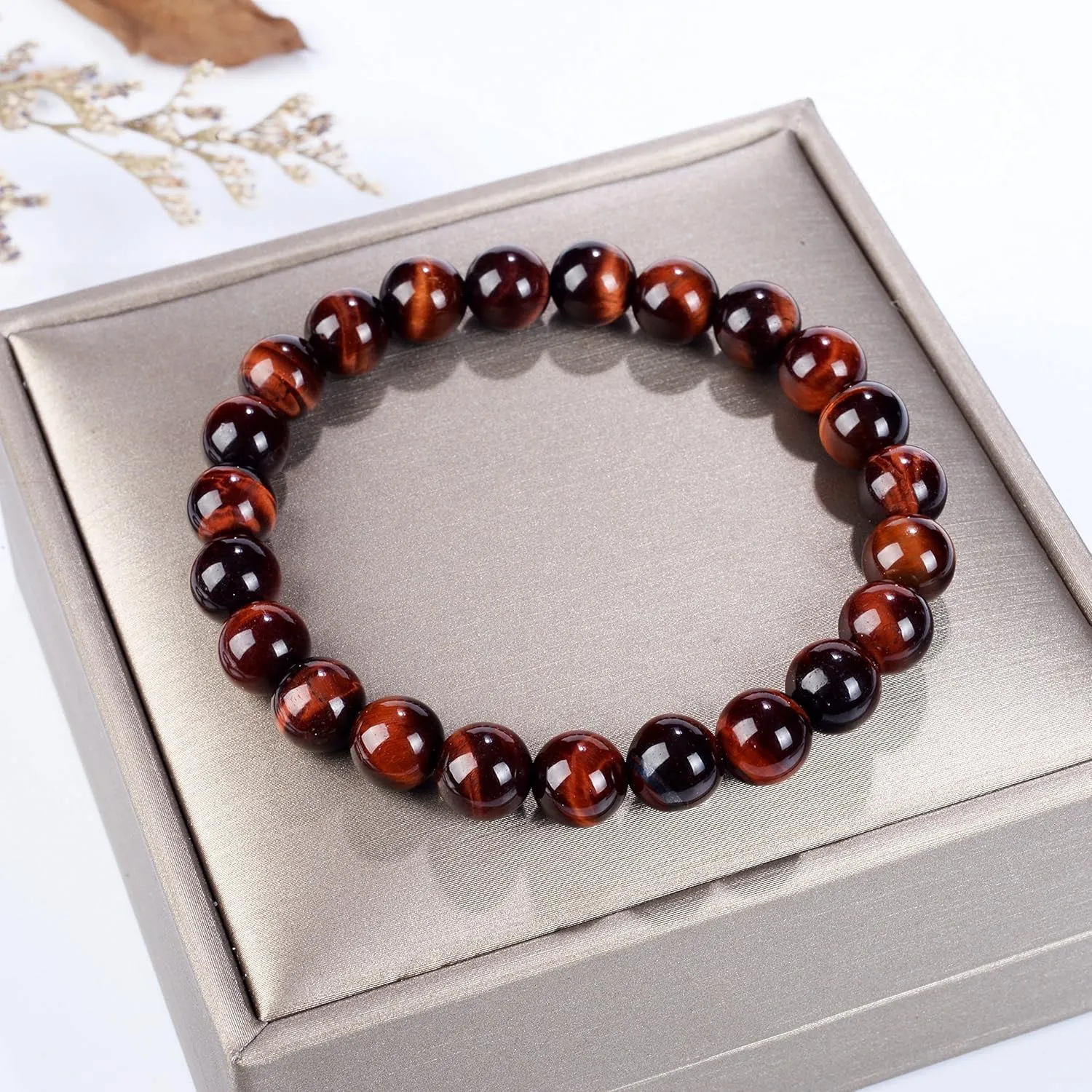 Cherry Tree Collection Gemstone Beaded Stretch Bracelet 8mm Round Beads 7"