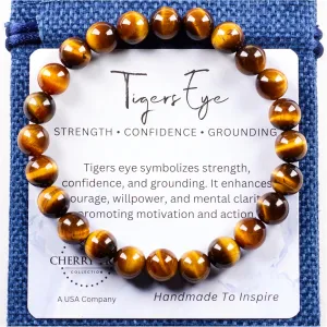 Cherry Tree Collection - Handmade Crystal Beaded Stretch Bracelets For Women and Men - Small, Medium, Large Sizes - Healing Properties Card - 8mm Round Beads