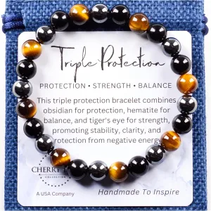 Cherry Tree Collection - Handmade Crystal Beaded Stretch Bracelets For Women and Men - Small, Medium, Large Sizes - Healing Properties Card - 8mm Round Beads